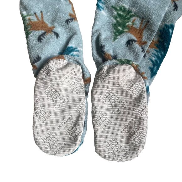 Just One You Long Sleeve Footed Pajamas Full Zip Christmas Green With Moose 3T - Picture 6 of 7